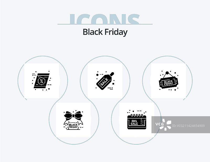 黑色星期五字形图标包5个图标设计图片素材