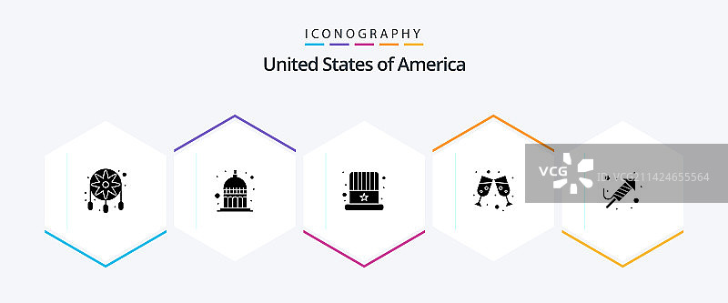 美国25个字形图标包：包含节日、火焰等图片素材