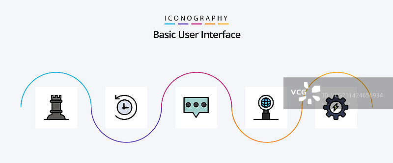 基础线性填充扁平风格5图标包，包含图片素材