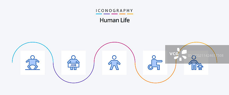 包含家庭儿童的人类蓝色图标图片素材