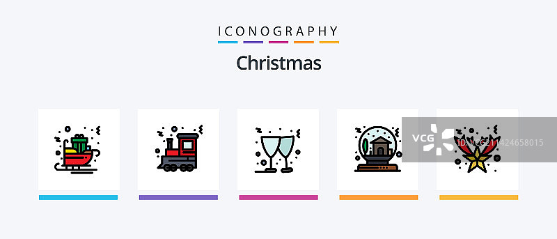 包含灯具的圣诞线条填充5图标包图片素材