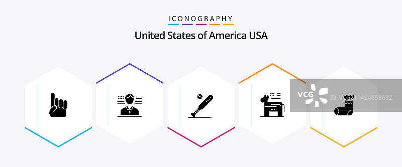 包含圣诞节元素的美国25个图标图片素材
