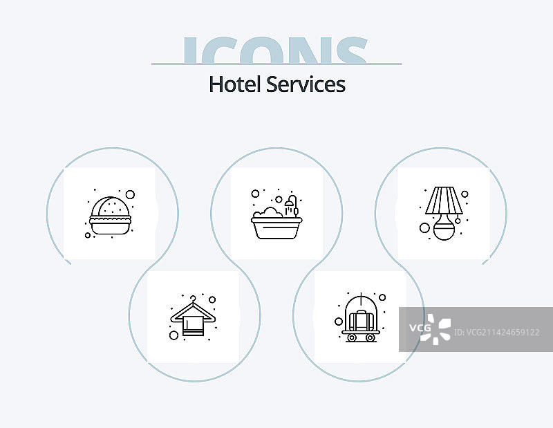 酒店服务线性图标包5，包含足部设计图片素材