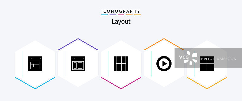 包含网格UI的25个字形图标布局包图片素材