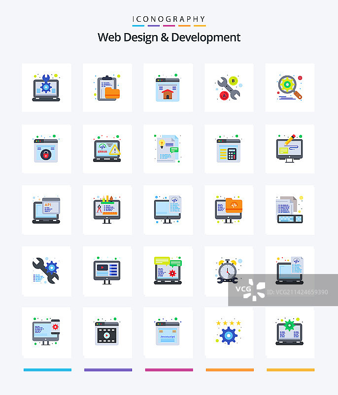 创意网页设计与开发25个扁平风格图标图片素材