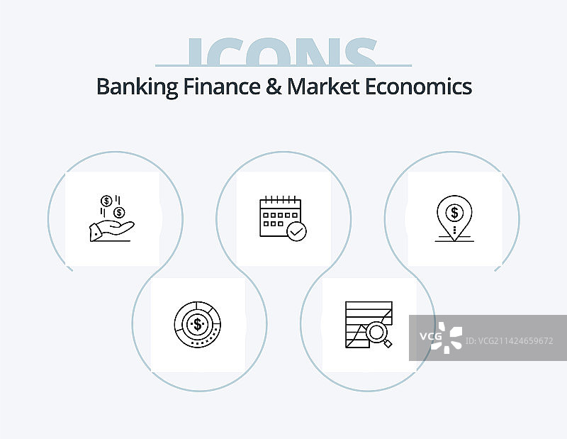 银行金融和市场经济线性图标图片素材