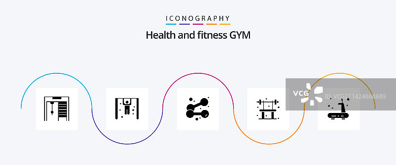 包含锻炼的健身房象形图5图标包图片素材