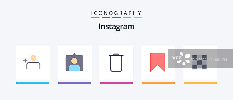 Instagram扁平风格图标包（5个）图片素材