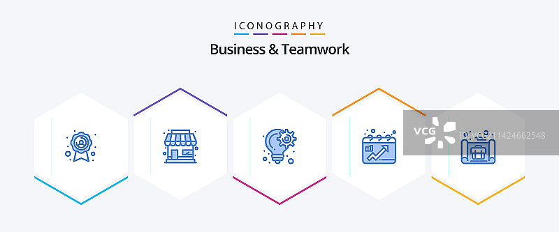商业与团队合作25个蓝色图标包图片素材