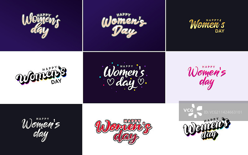 一套带有国际妇女节标志的卡片图片素材