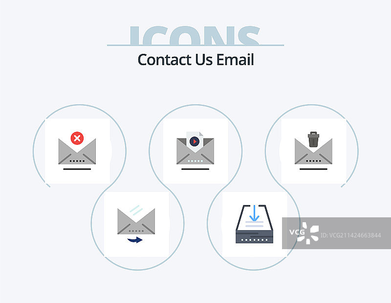 电子邮件扁平图标包（含5个图标：擦除、删除等）图片素材