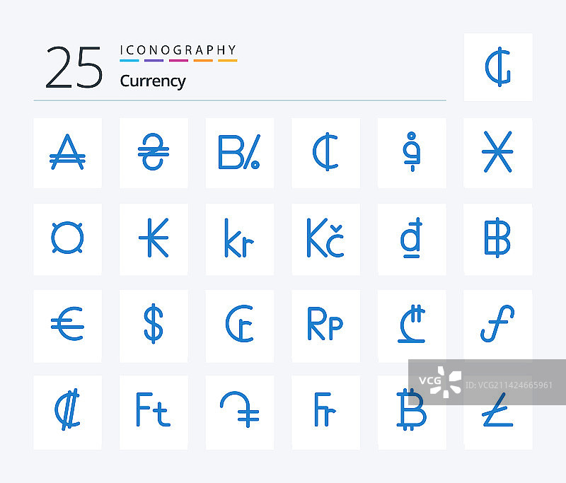 25个蓝色货币图标合集图片素材