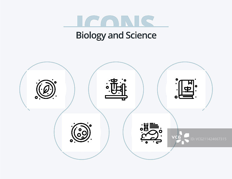 生物学线性图标合集：实验室场景图片素材