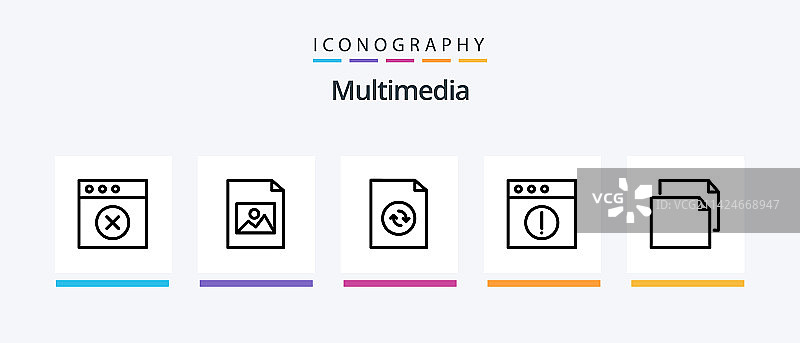 多媒体线性图标包：同步Mac图片素材