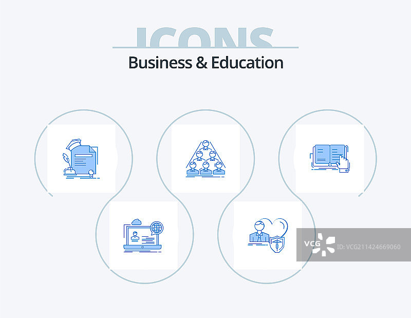 商业和教育蓝色图标包（5个图标）图片素材