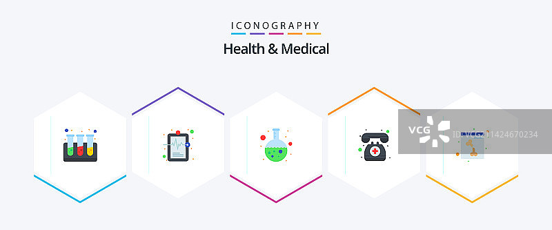 包含25个扁平图标的健康医疗包图片素材