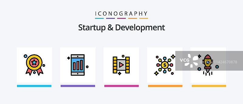 启动与发展线性填充图标包图片素材