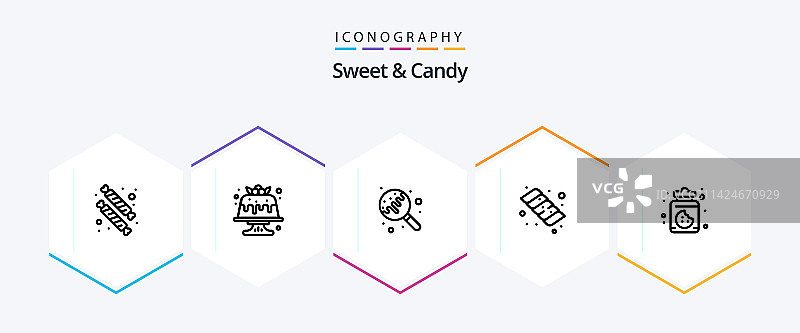 甜点糖果25款线性图标合集（含食品）图片素材