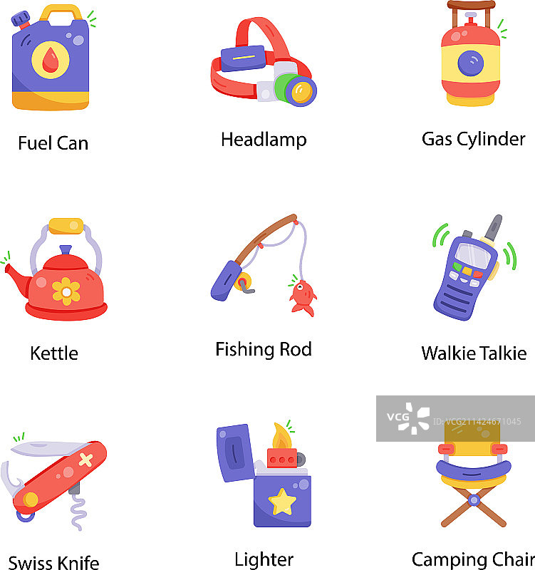 海滩度假扁平图标包图片素材