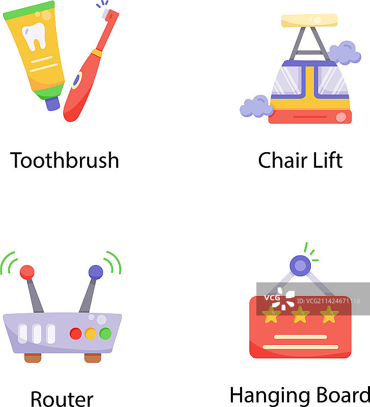 露营装备扁平图标素材包图片素材