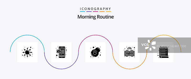 包含清晨日常的字形图标包5个图片素材
