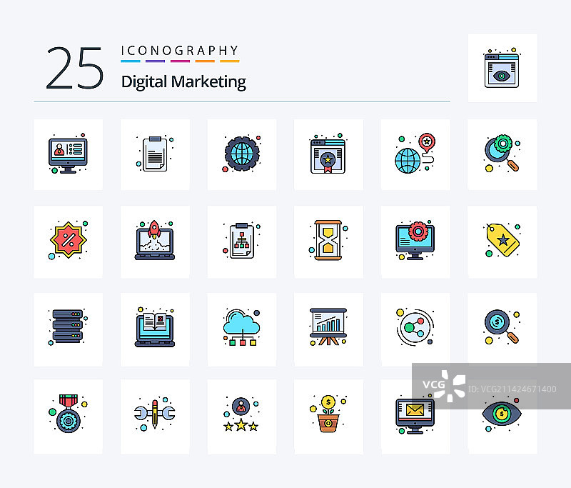 数字营销25行填充图标包图片素材