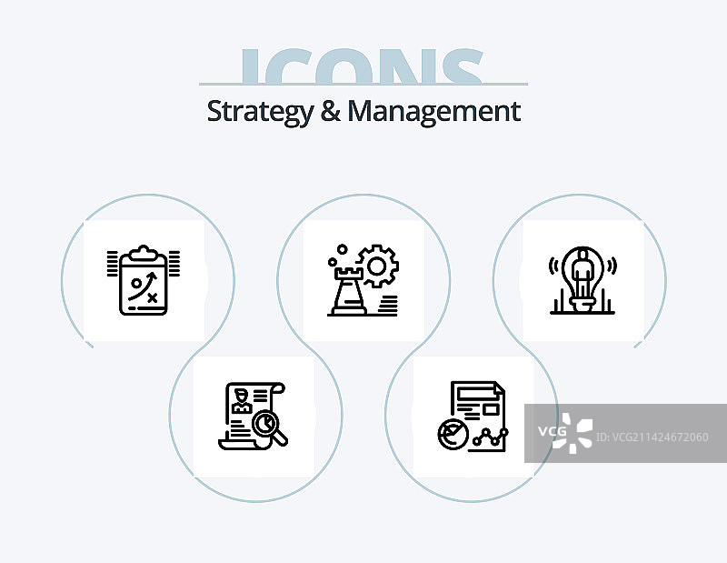 策略和管理线图标包5个图标图片素材