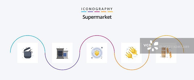 超市扁平风格5图标包（含糖果）图片素材