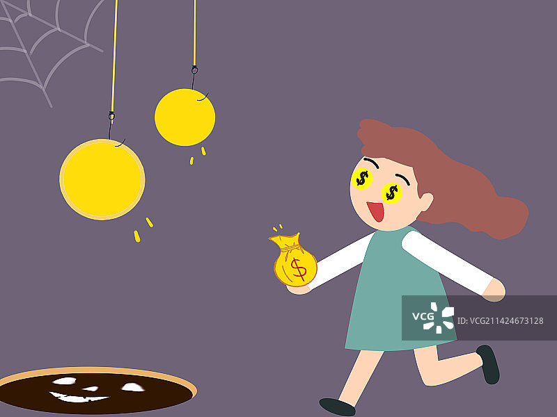金融资金钱陷井诈骗插画图片素材