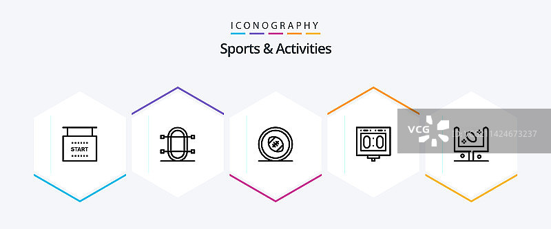 包含的运动和活动25线性图标包图片素材