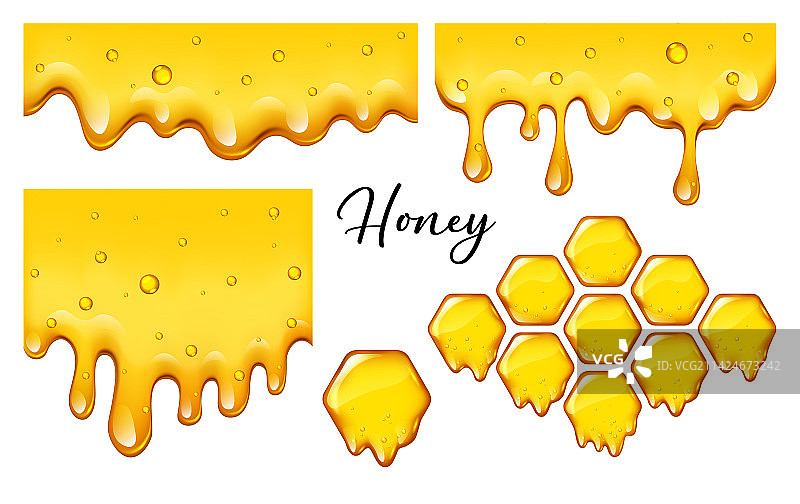 流淌蜂蜜的黄色蜂巢边框图片素材