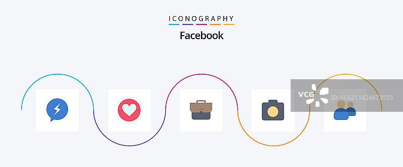 包含群组图片的Facebook扁平5图标包图片素材