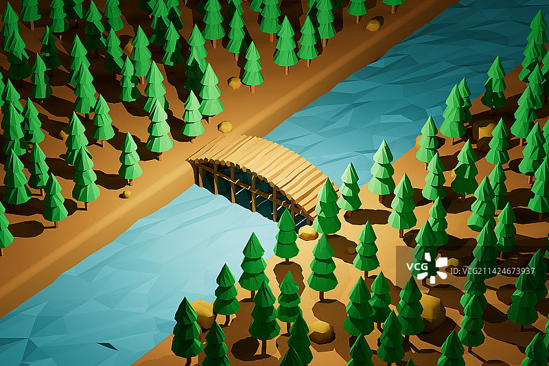 low poly风格的卡通风景图片素材