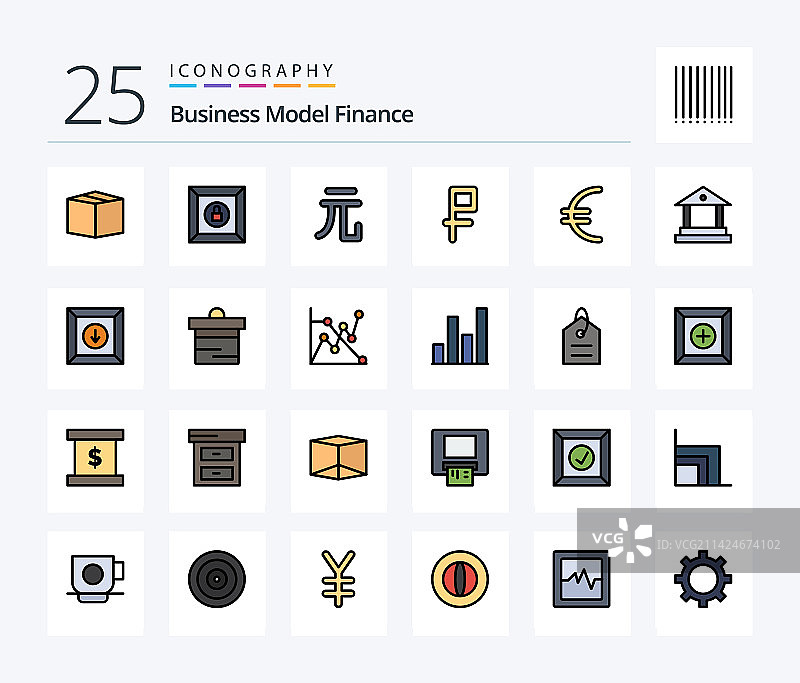 金融线性填充图标包25个，包含元素图片素材