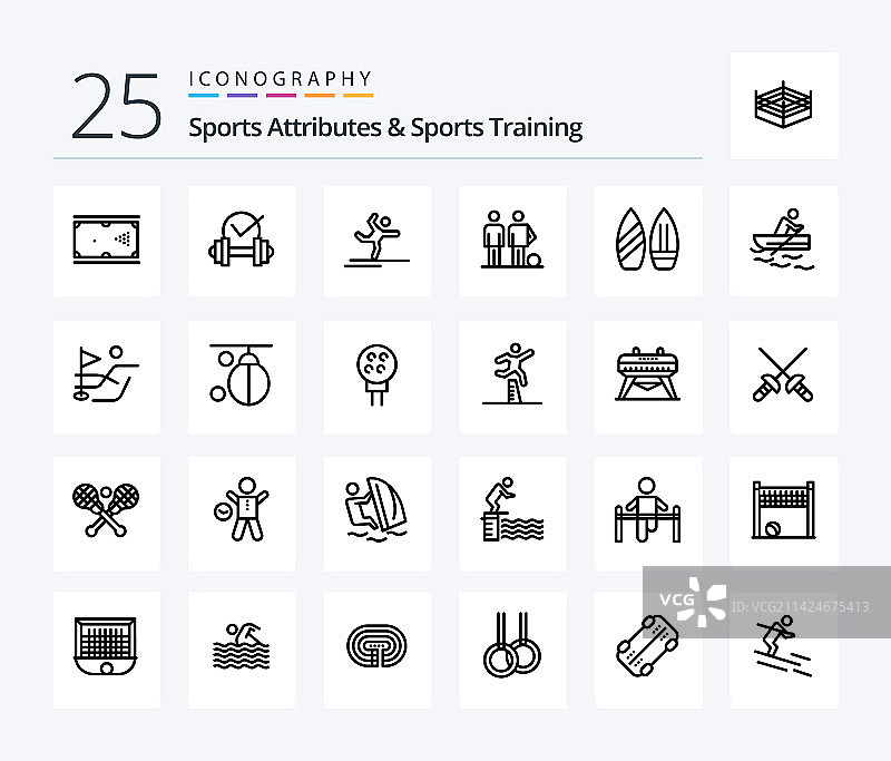 运动属性与运动训练25线图标图片素材