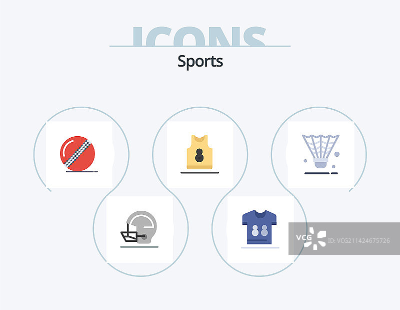 5款扁平风格运动图标设计图片素材