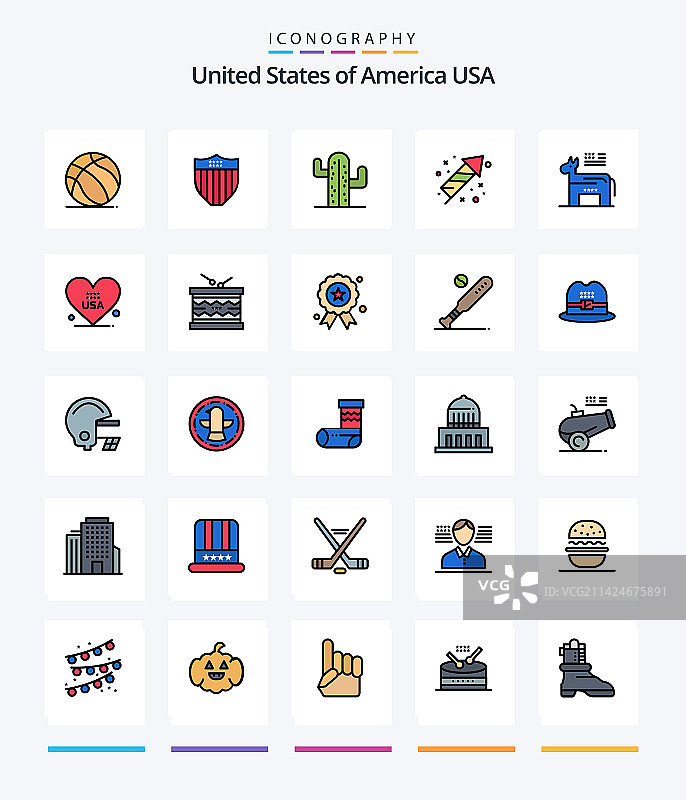 创意美国线性图标包图片素材