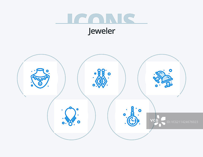 珠宝蓝色图标包，5个图标设计图片素材