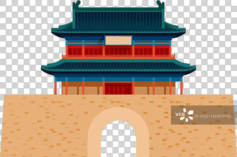 张家口_镇朔楼-中国城市钟鼓楼系列-古典建筑系列图片素材