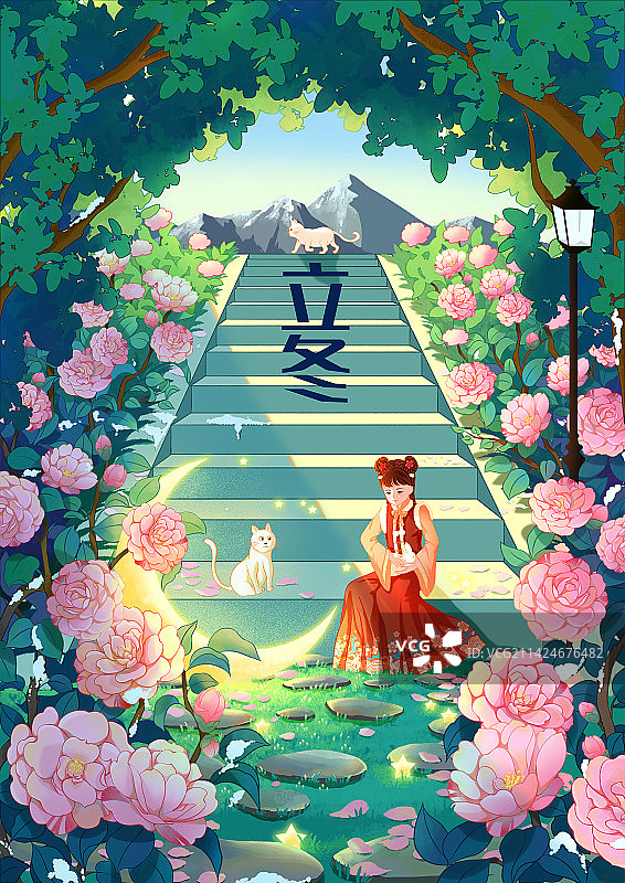 二十四节气插画立冬图片素材