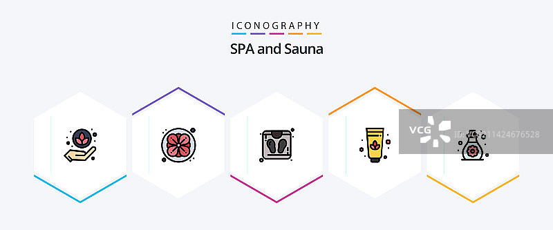 包含桑拿房的25个填充线条图标包图片素材
