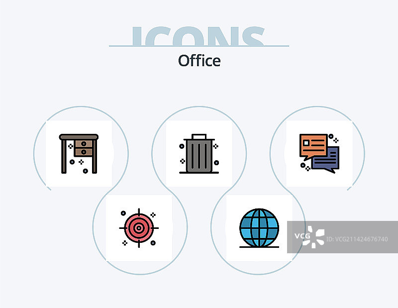 办公室线条填充图标设计图片素材