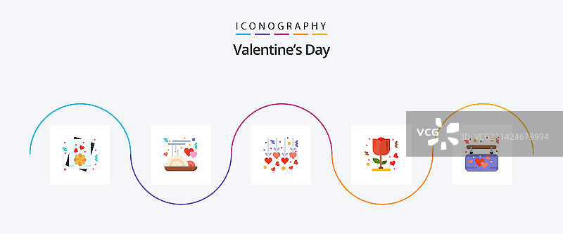 包含爱心的情人节扁平风格图标包图片素材