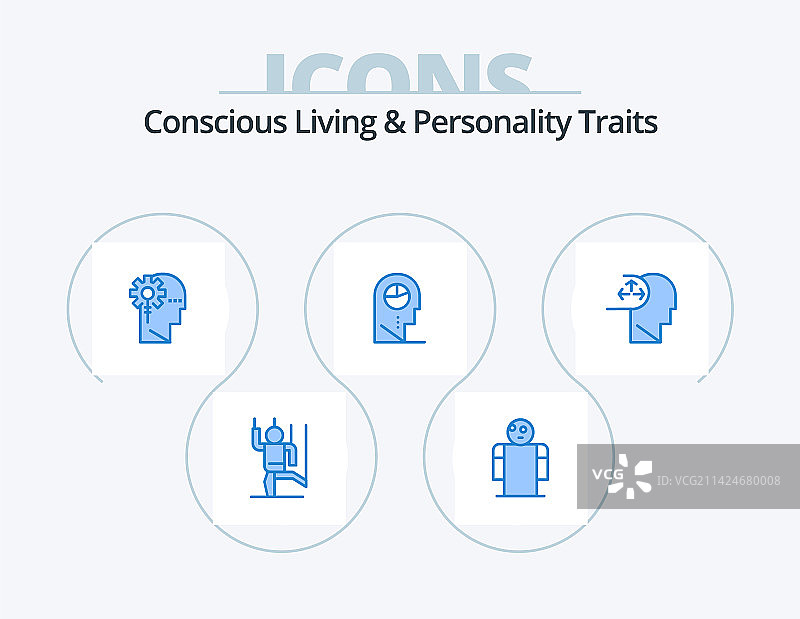 有意识的生活和个性特征蓝色图标图片素材