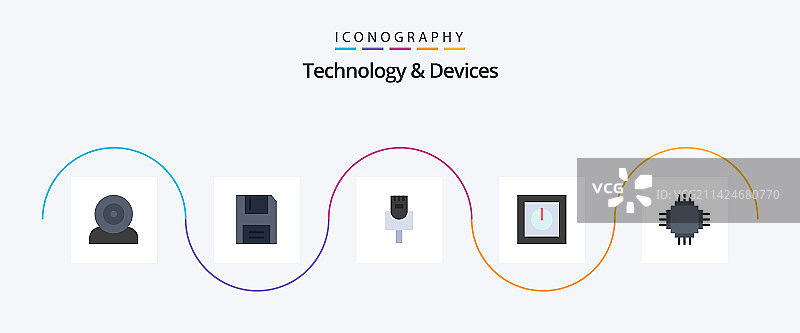 包含芯片安全功能的设备扁平5图标包图片素材
