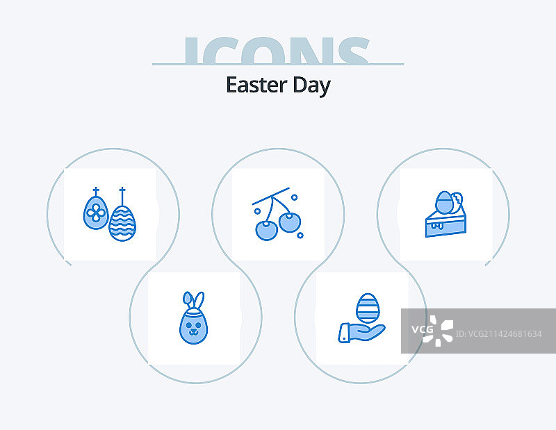 蓝色复活节图标包5：复活节蛋糕设计图片素材