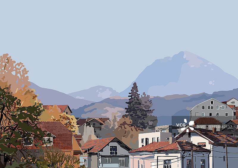 风景如画的温馨小城景色图片素材