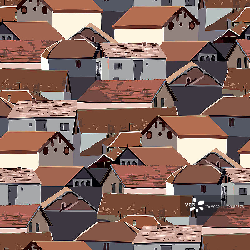 重复红色小屋图案图片素材
