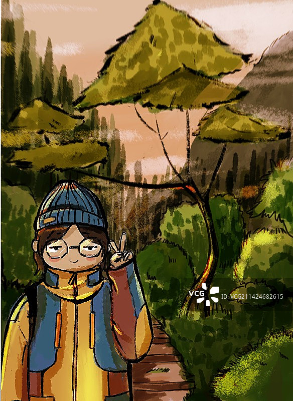 人与风景的合照图片素材