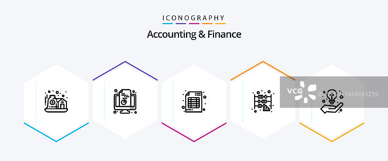 25个会计和金融线性图标图片素材